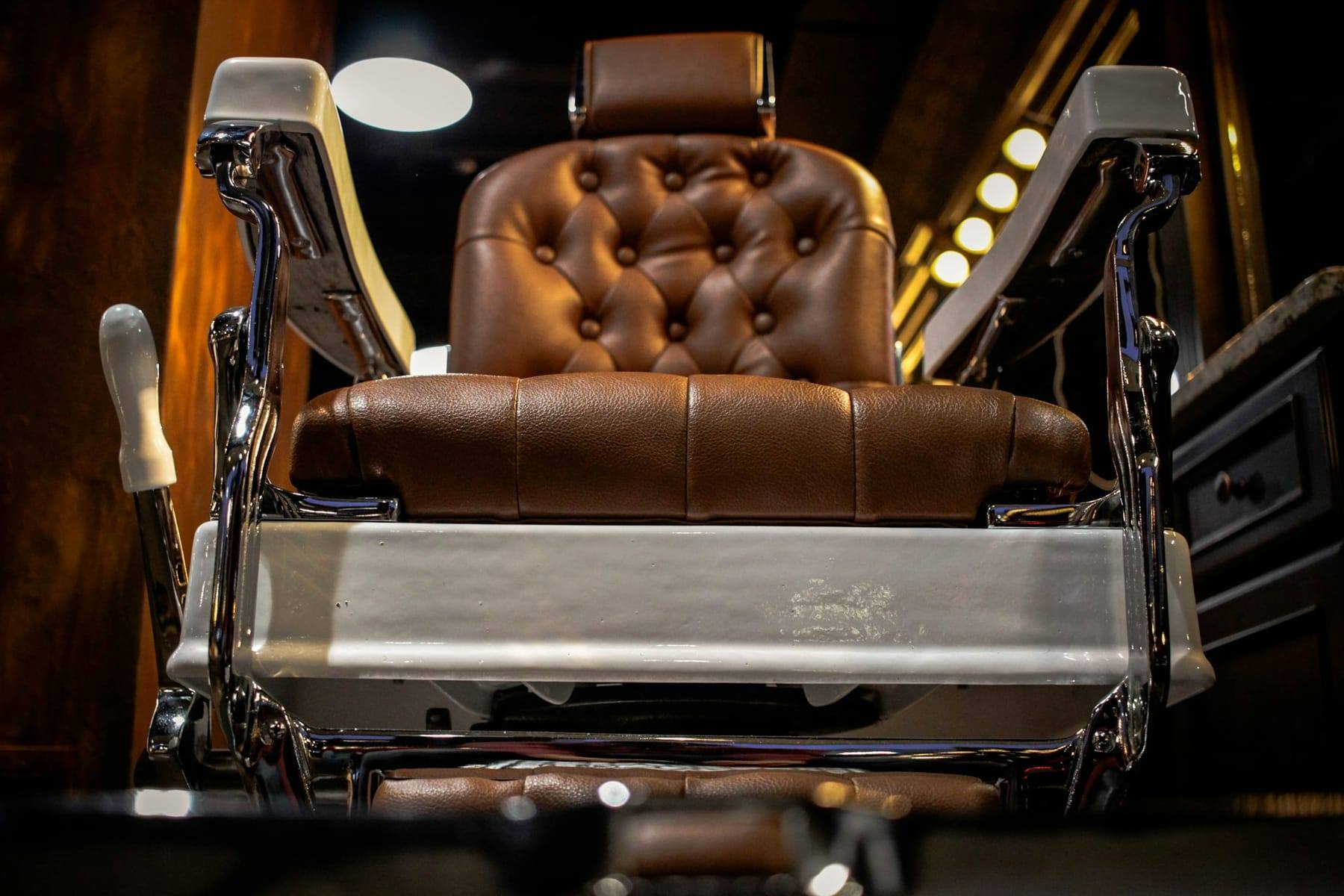 Tufted leather barber chair